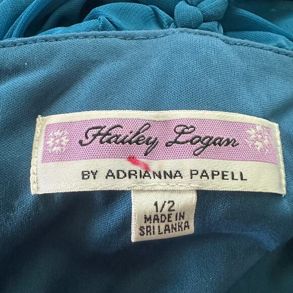 ADRIANNA PAPELL HAILEY LOGAN Womens Dress 1/2 Teal Blue Cocktail Halter Mini - Picture 4 of 10